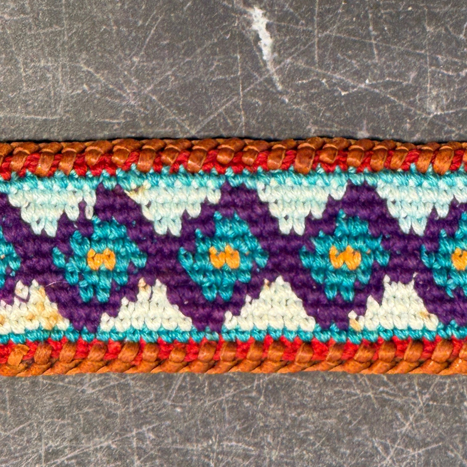 Unbranded Vintage Leather Woven Southwestern Belt | Size 34-36 | Brown Multi
