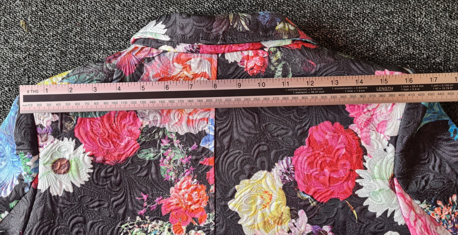 Jolie Moi Floral Jacket UK 14 Double Breasted Textured Blazer Jacket