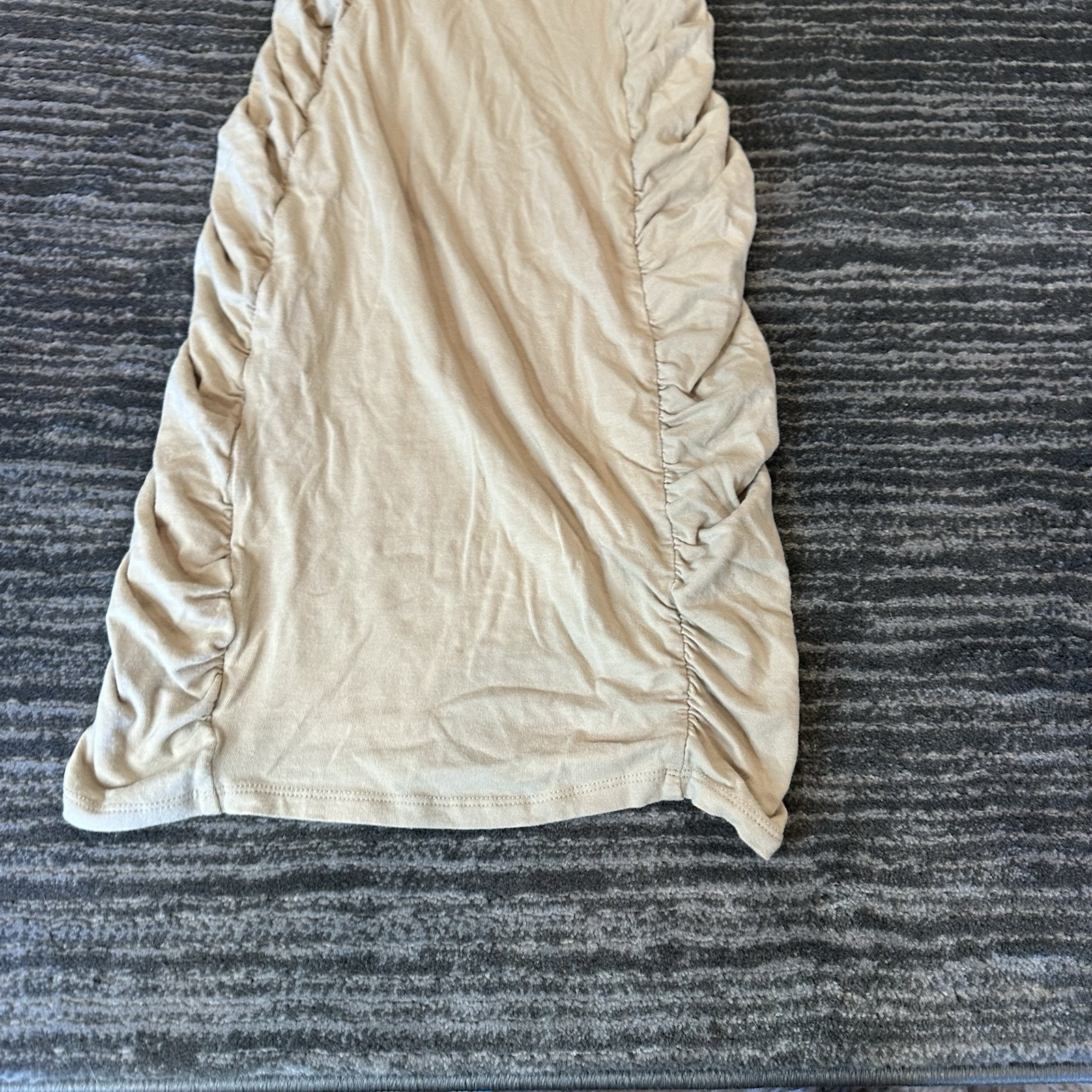Heart & Hips Mini Dress Womens Small Spaghetti Strap Bodycon Ruched Sides Beige