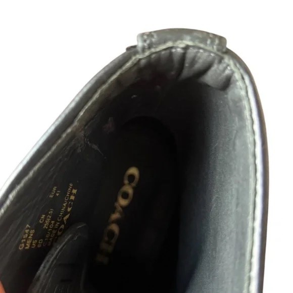 COACH Bleecker Men’s Combat Black Leather Cap Toe Boots 8D