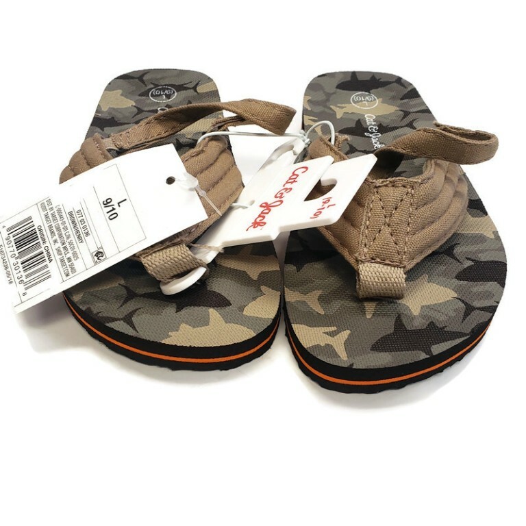 Cat & Jack Henry Camo Flip Flop Sandals Toddler Size L 9/10 Brown Camouflage
