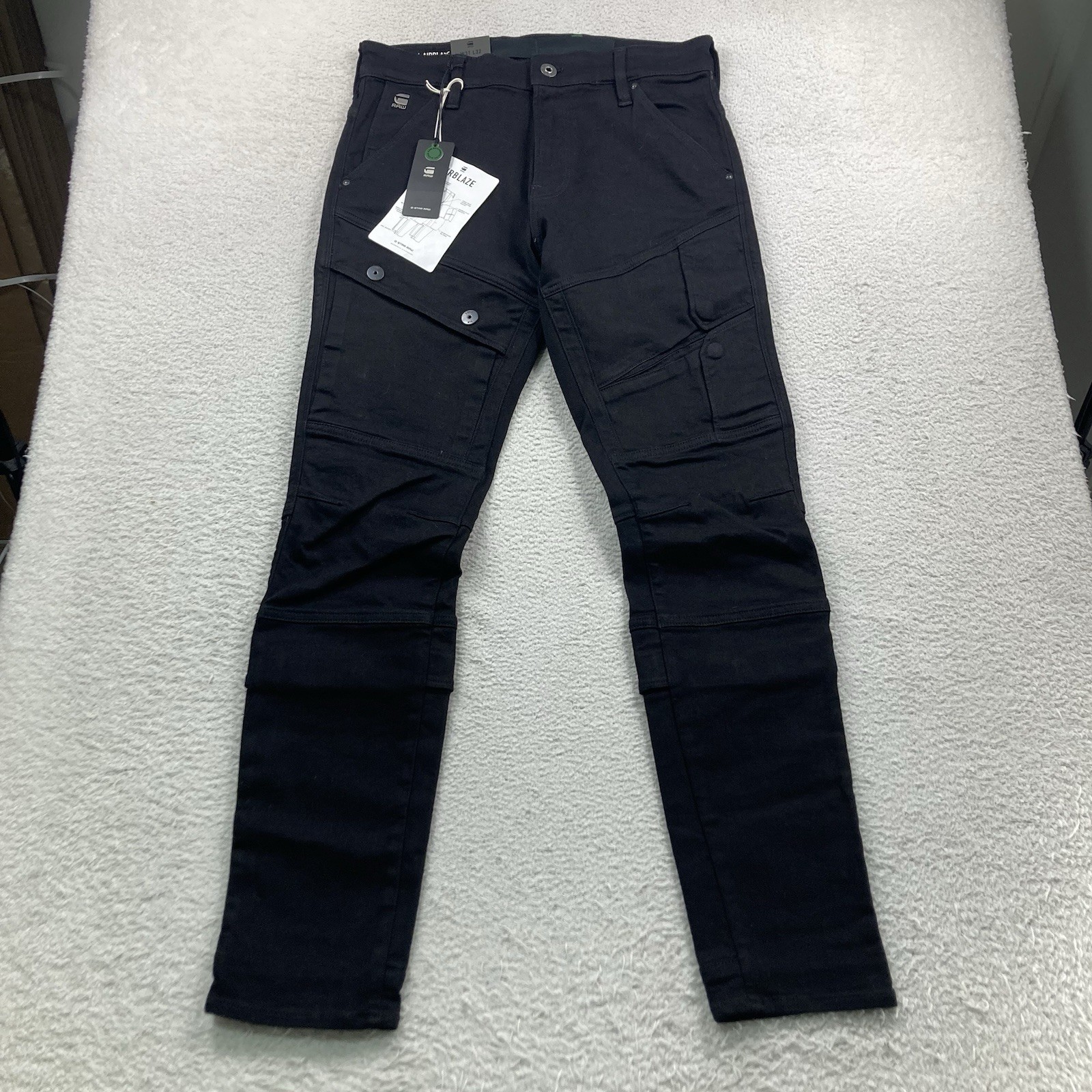 G Star Raw Airblaze 3D Skinny Jeans Men 31×32 Pitch Black Super Stretch Cargo