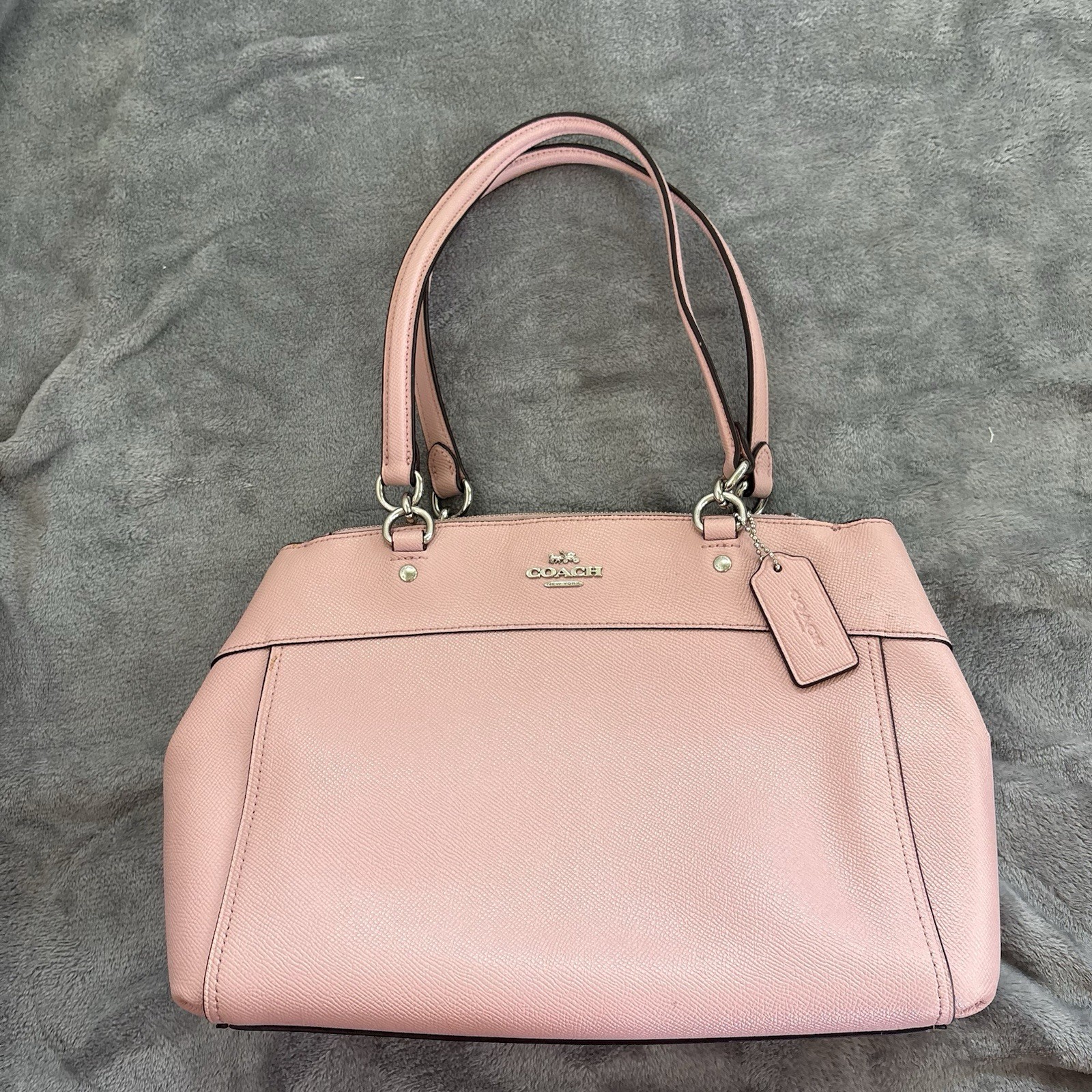 Coach Brooke Carryall Blush Pink Crossgrain Leather Satchel Bag