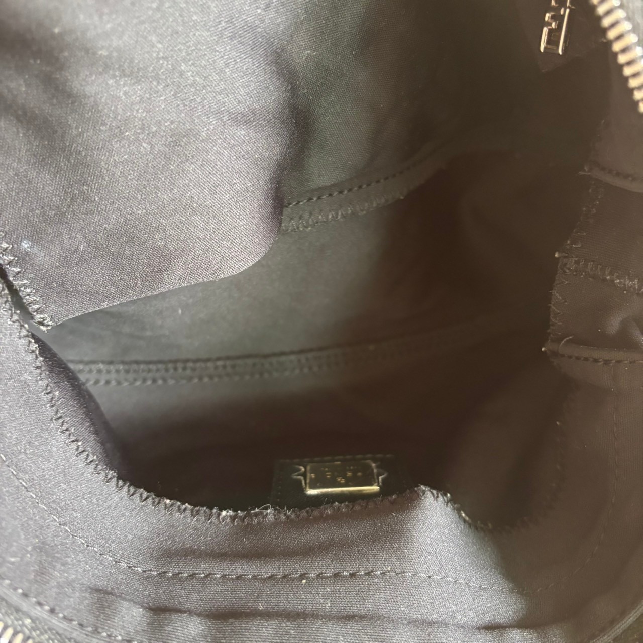 FENDI Mamma Baguette FF Nylon Shoulder Bag Black
