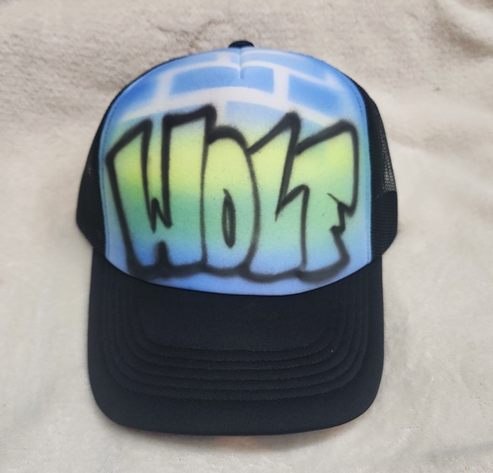 WOLF Black Custom Personalized Trucker Hat Snapback Cap Birthday Beach