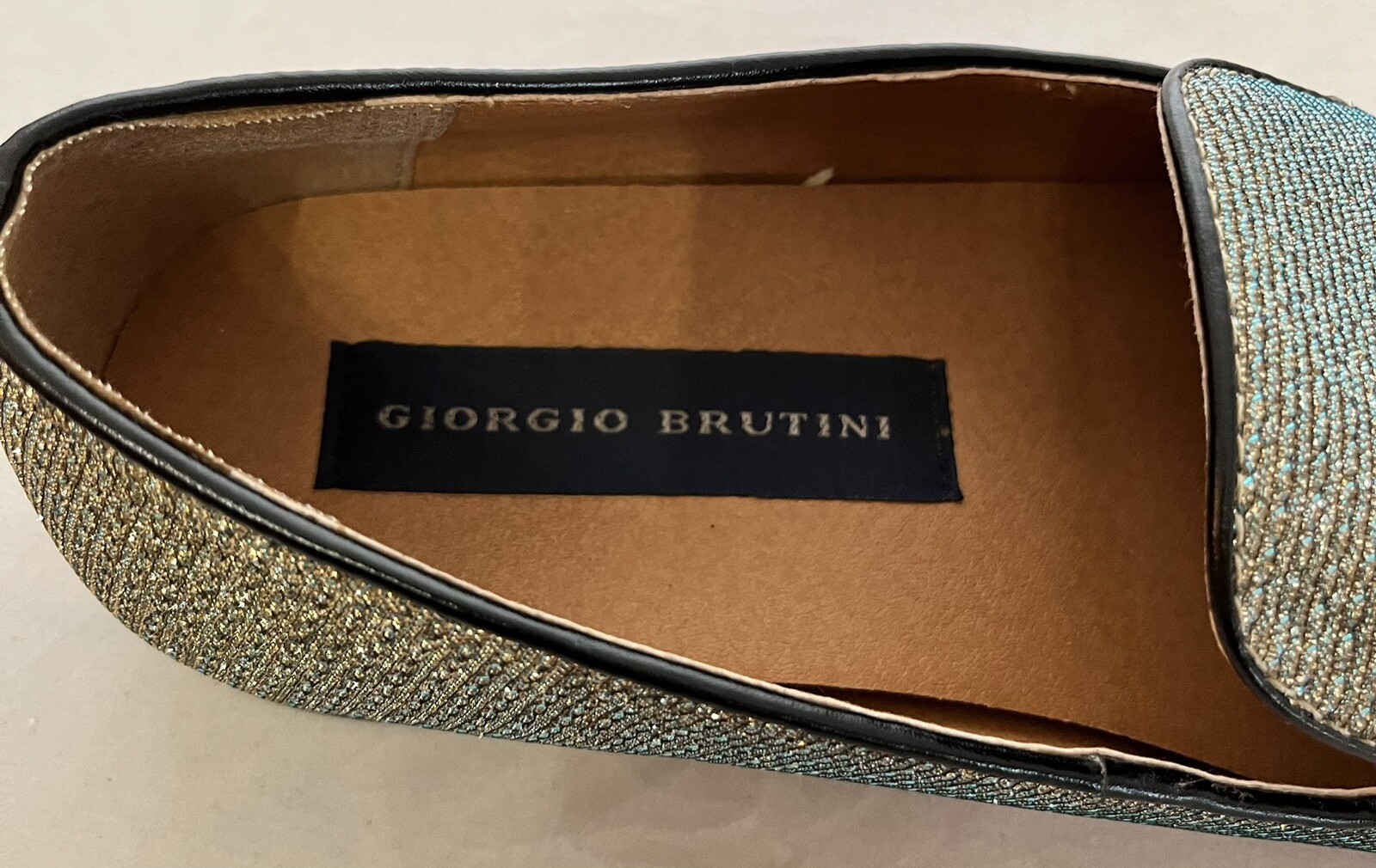 Giorgio Brutini Glitter Tassel Loafers 8.5D Red Sole Metallic Mesh Slip-On