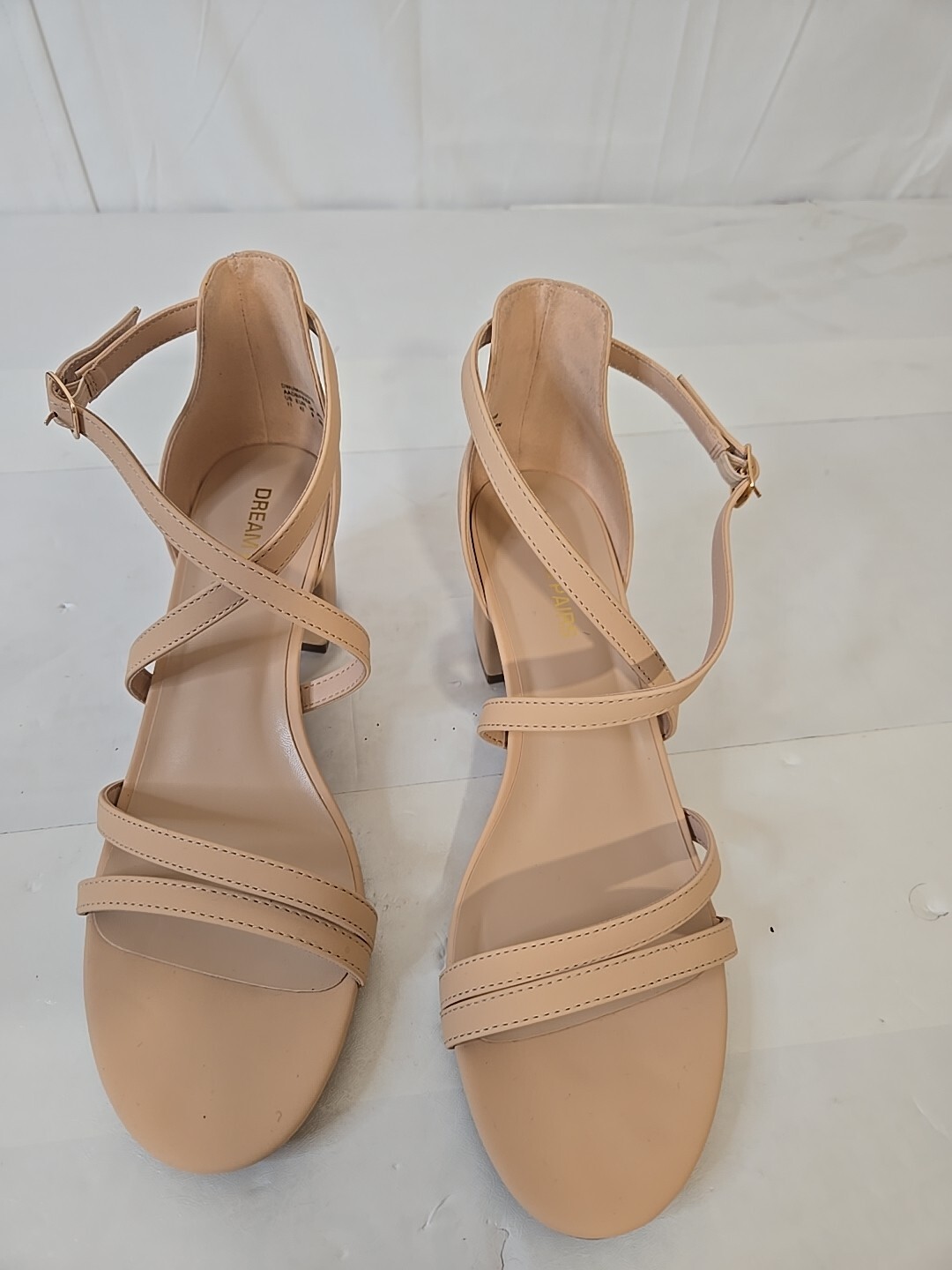 Size 11 Pink Blush Strappy Sandals Shoes, Ladies 2 1/4″ Block Heel, Women’s