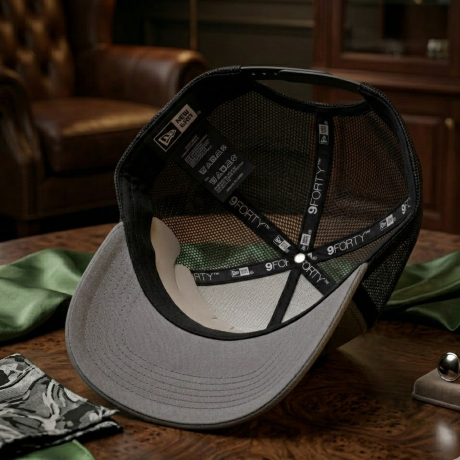 Victorinox Embroidered Logo Trucker Hat Gray Black Mesh Back Adjustable Cap