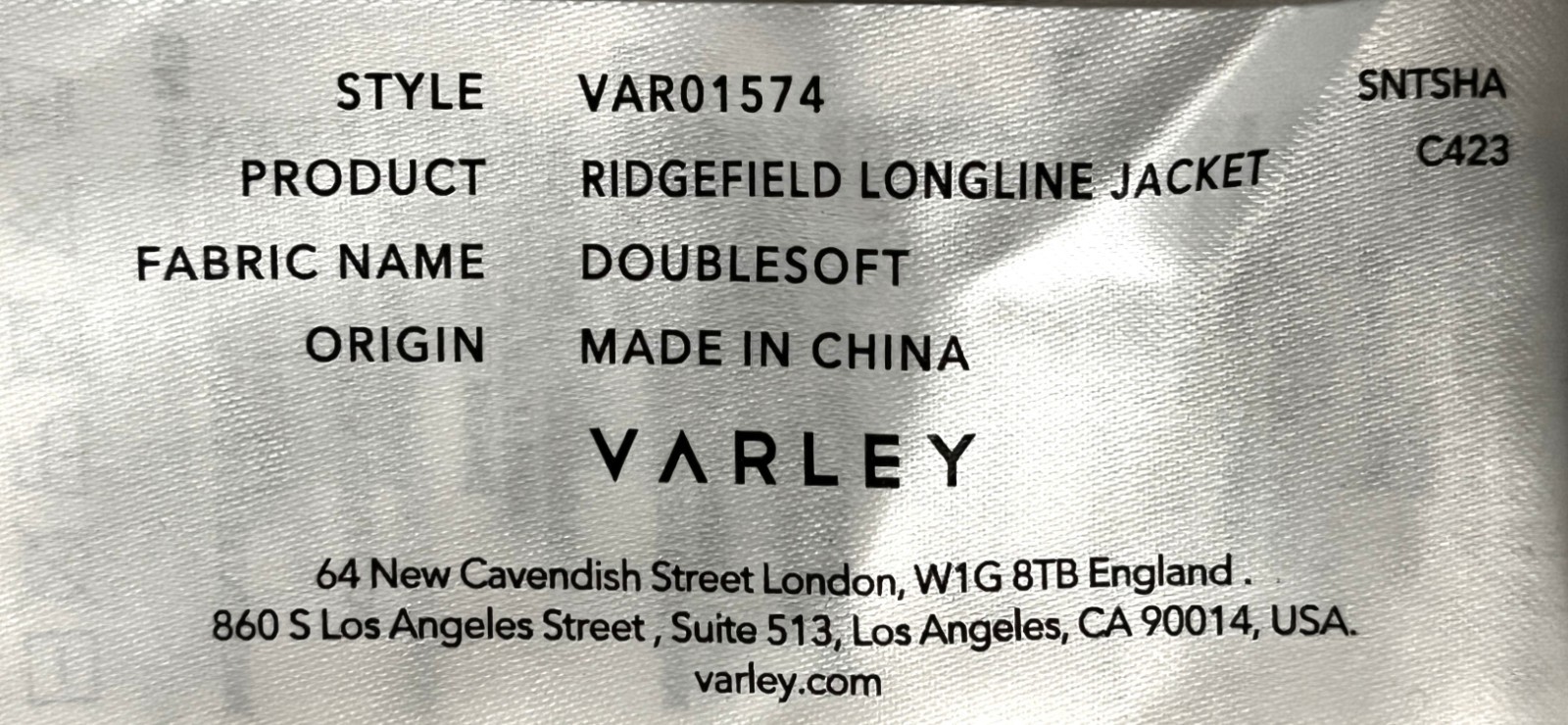 VARLEY Ridgefield Longline Sweatshirt Jacket Ivory Cream Marl VAR01574 Womens S