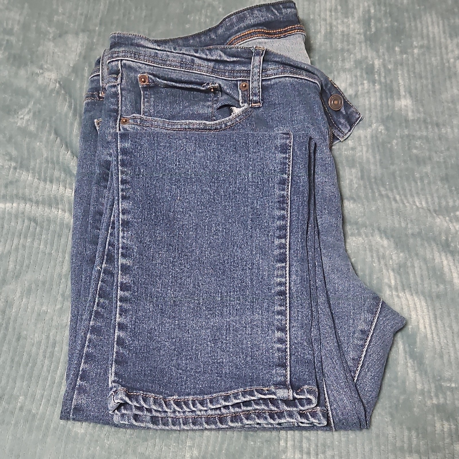 Nickel & Iron Men’s Blue Denim Jeans Straight Stretch Mid Rise 5-Pocket