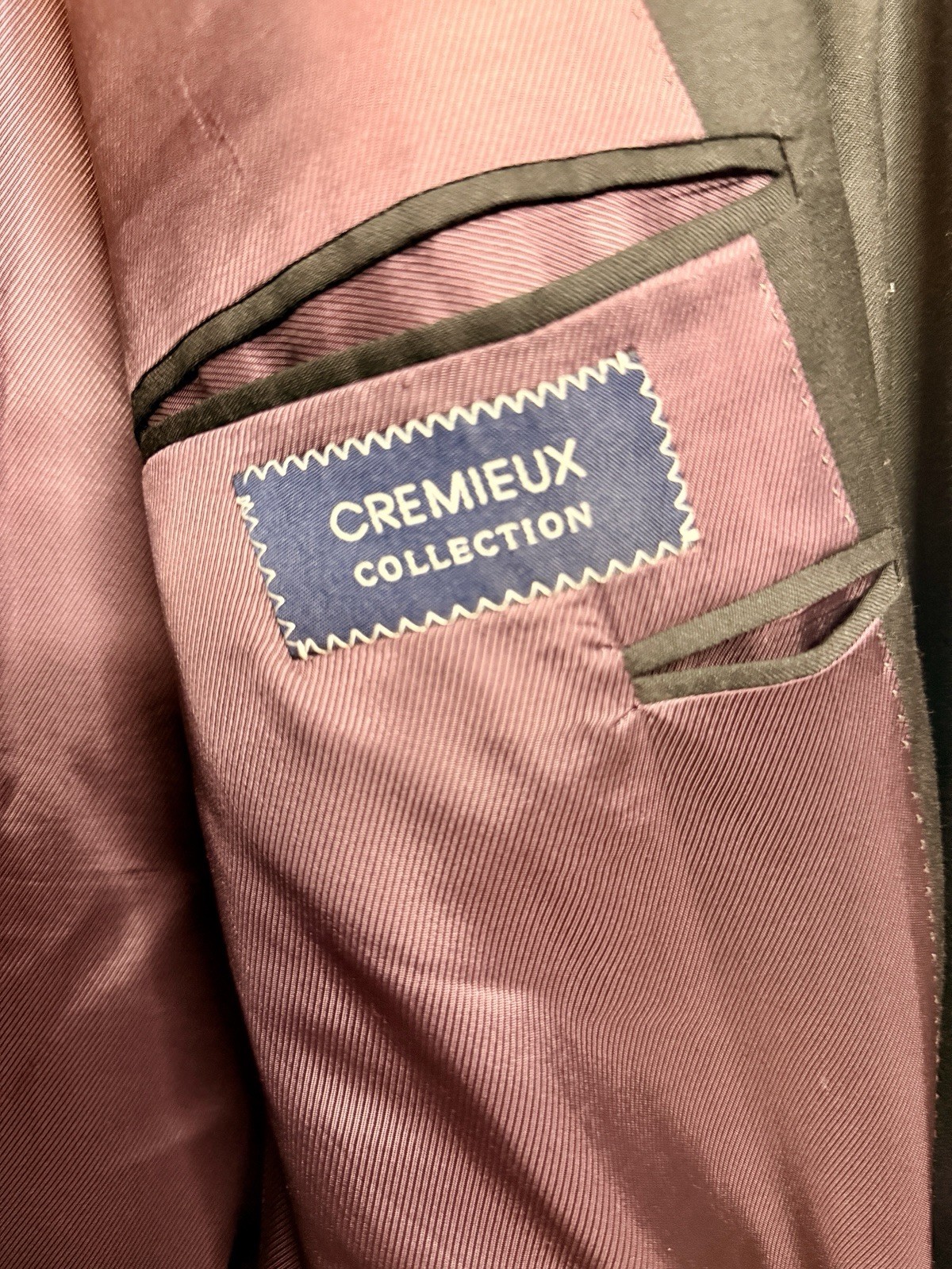 Daniel Cremieux Collection Loro Piana Black Wool Twill Blazer 48L Purple Lined