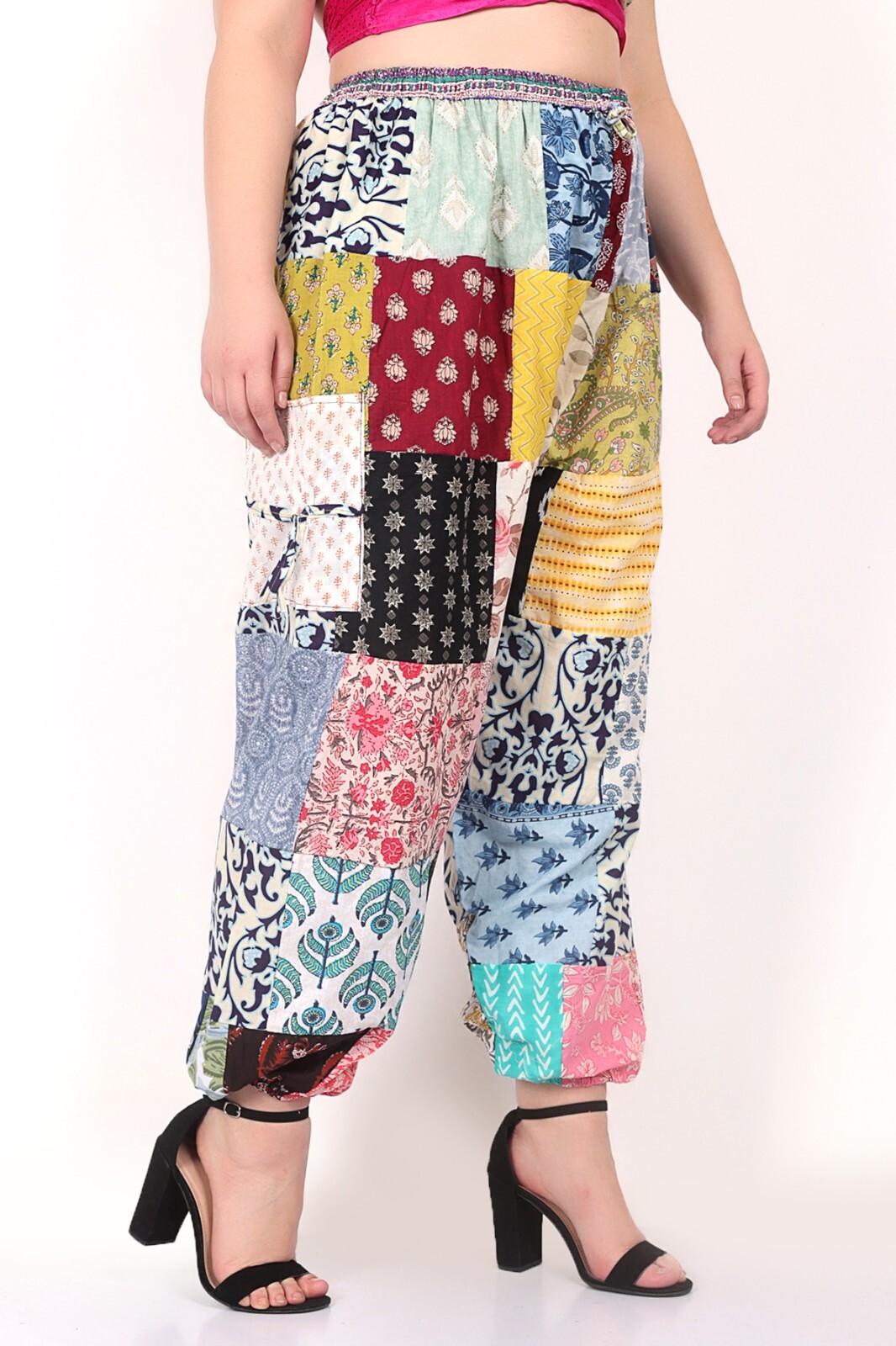 Women’s Casual Multi Patchwork Elastic Waist Side Pocket Pants Wholesale Mix Lot