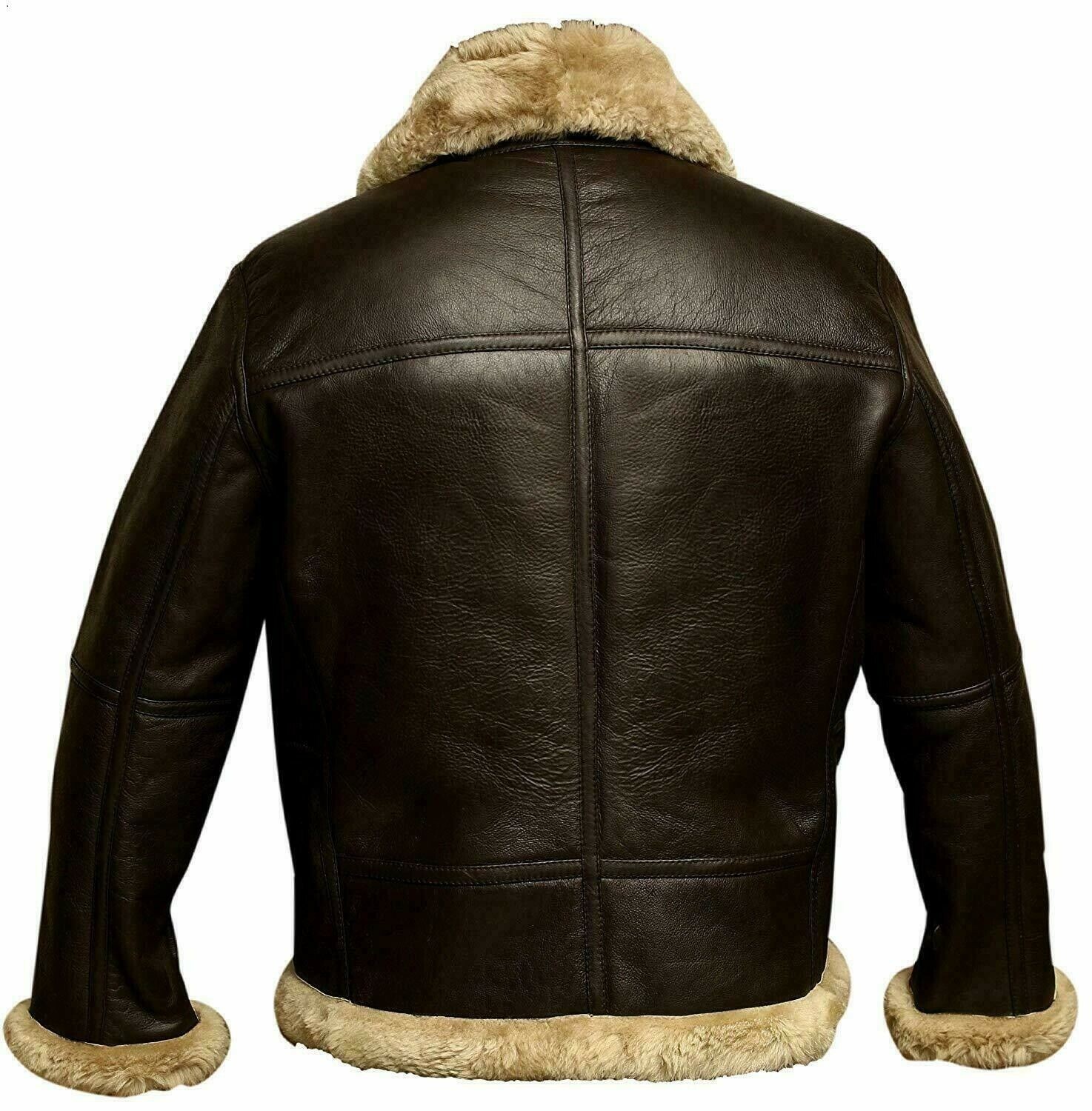 RAF Aviator B3 Bomber Jacket Men Real Sheepskin Leather Flying Pilot Jacket Coat
