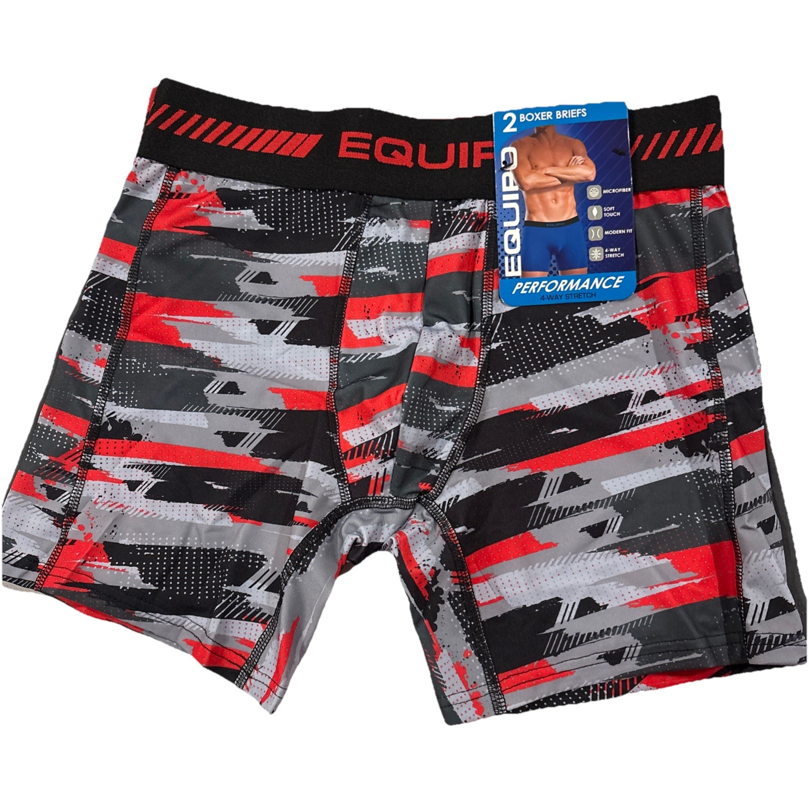 Men’s Equipo 2-pk. Boxer Briefs Size Small Grey, Black And Red. NWT