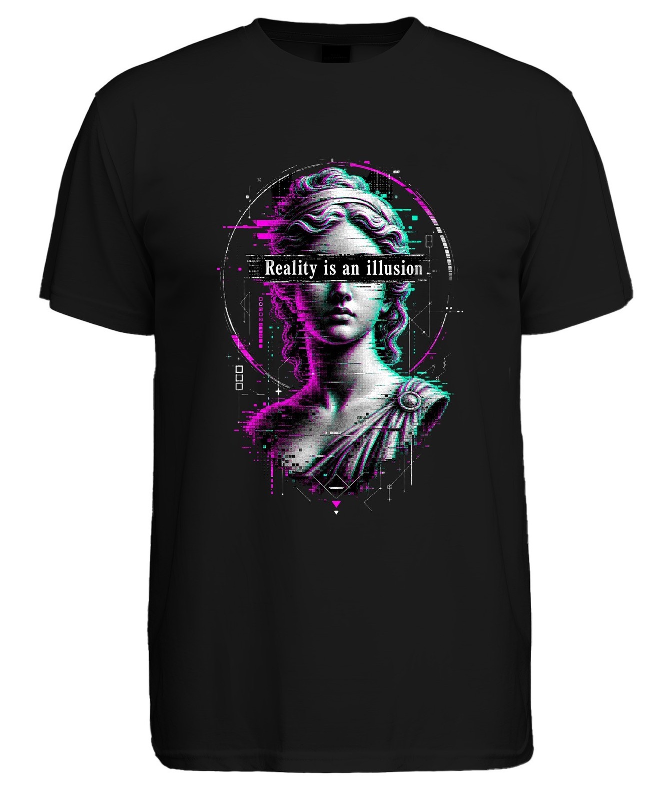 Reality is an illusion Glitch Greek Bust Vaporwave Dark Men’s T-Shirt