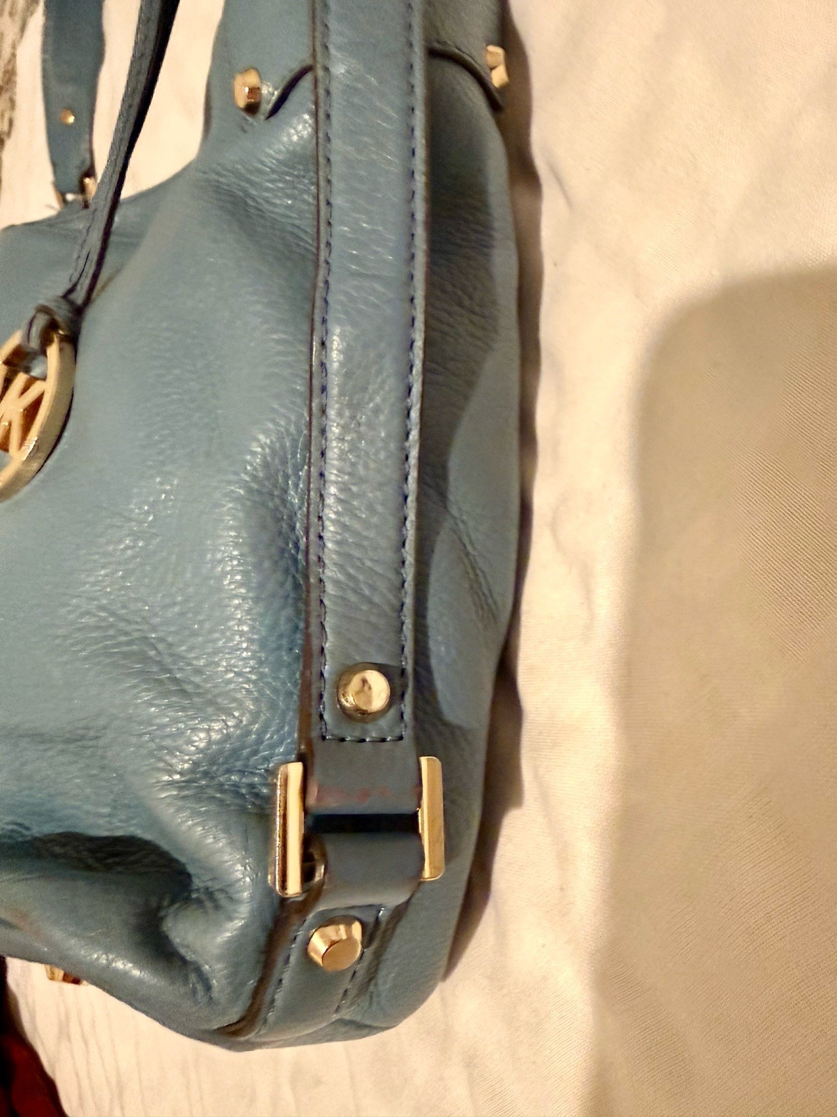 Michael Kors Nolita Bedford Blue Leather Large Hobo Handbag