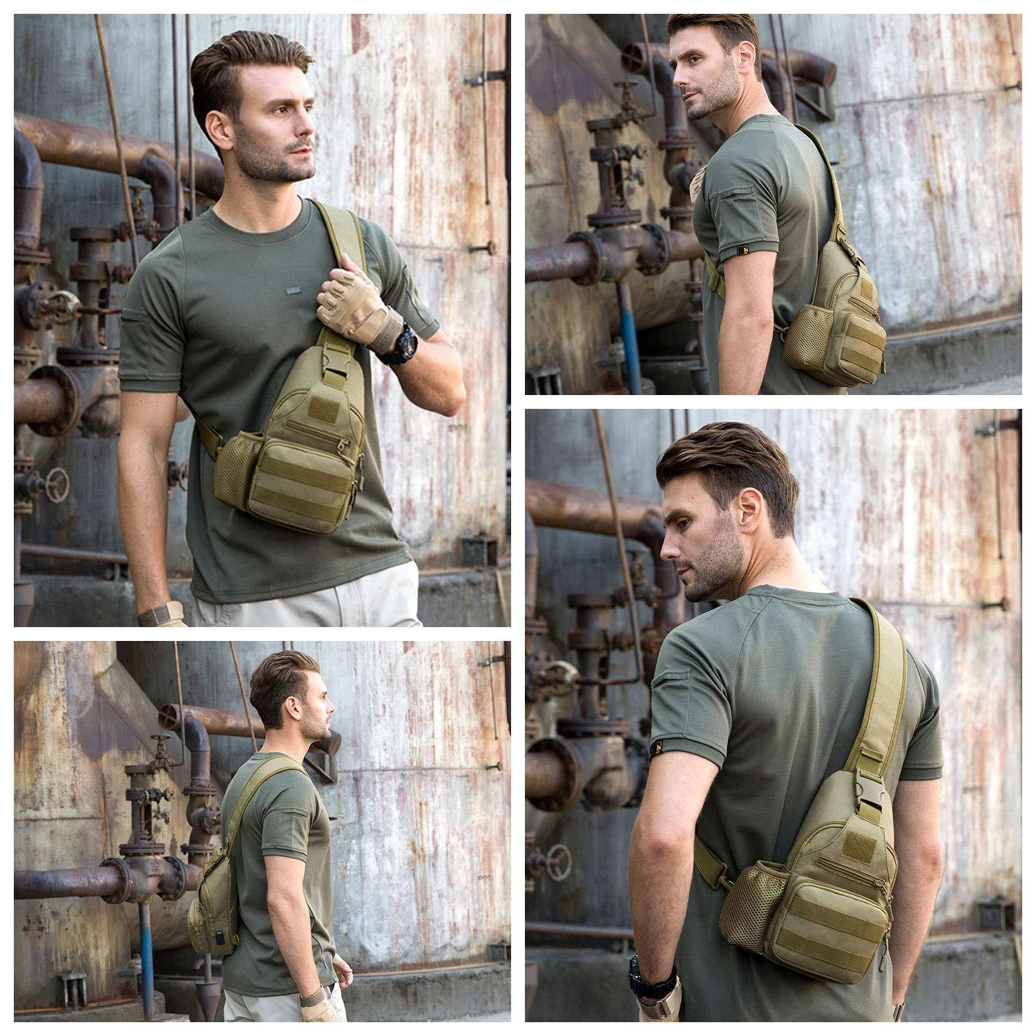Tactical Shoulder Bag Nylon Molle Chest Sling Backpack Men Outdoor Hiking Campin