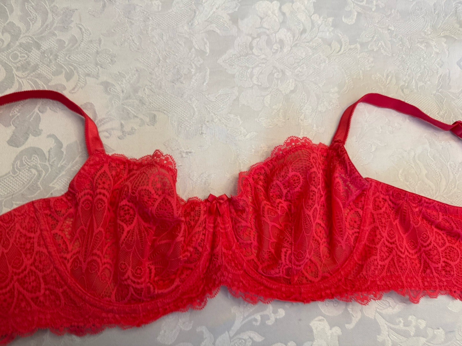 Torrid Curve Bra 38C Peacock Lace Balconette Lace Underwire Unlined Sexy