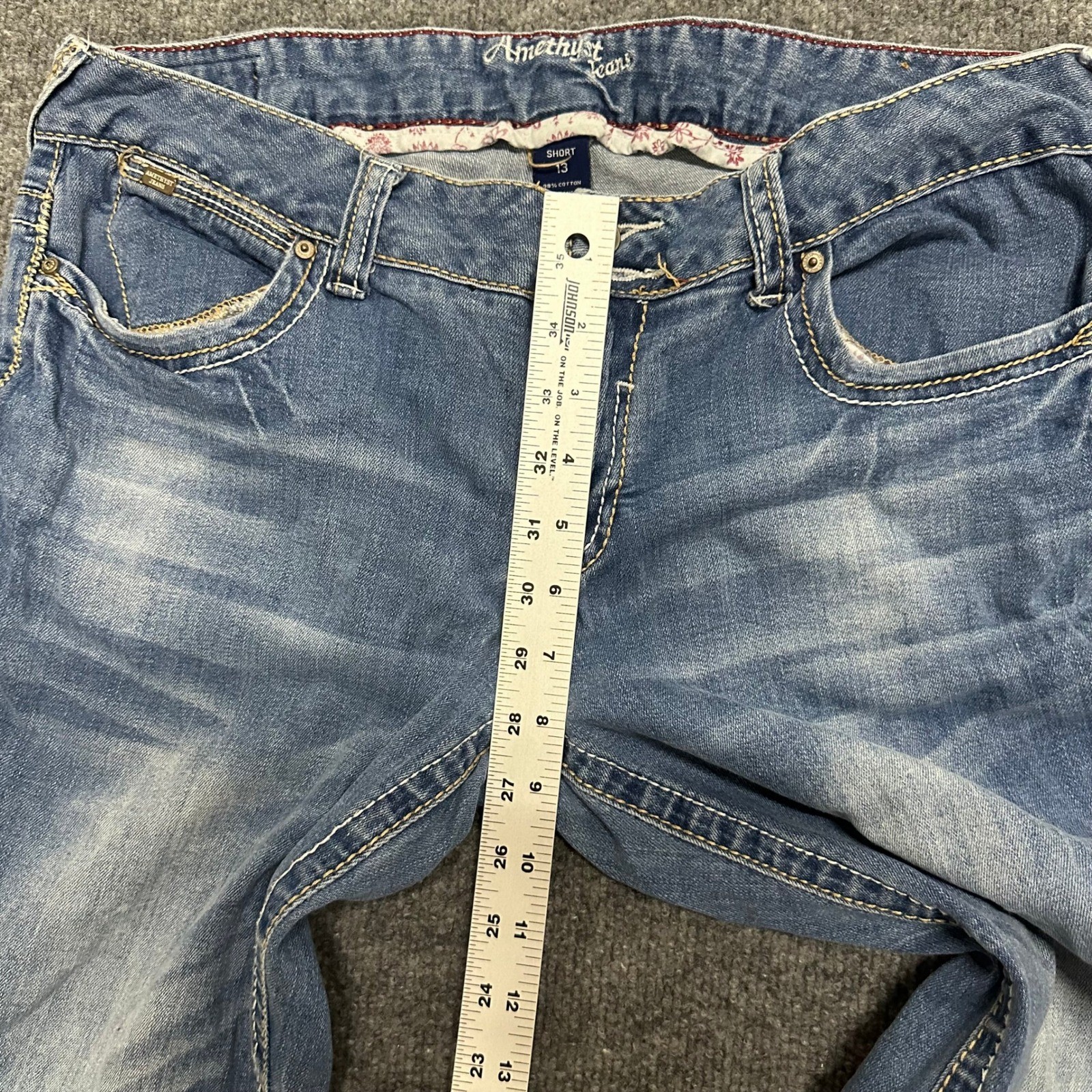 Amethyst Jeans Womens Size 13 Short Blue Bootcut Stretch Denim Thick Flare