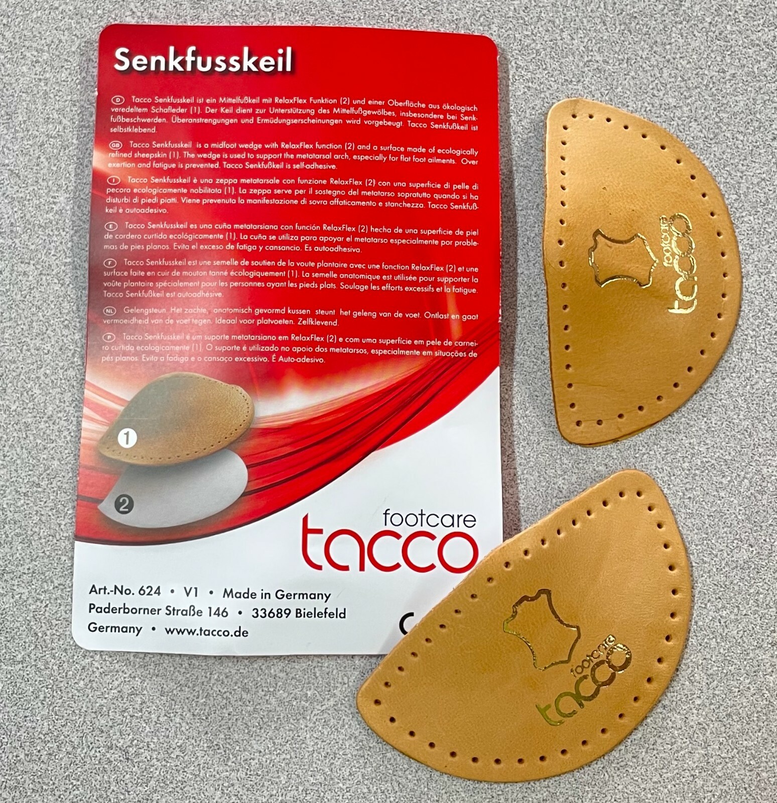 Tacco 624 Leather Arch Supports Inserts Peel & Stick Cookies Cushion Shoe Insole