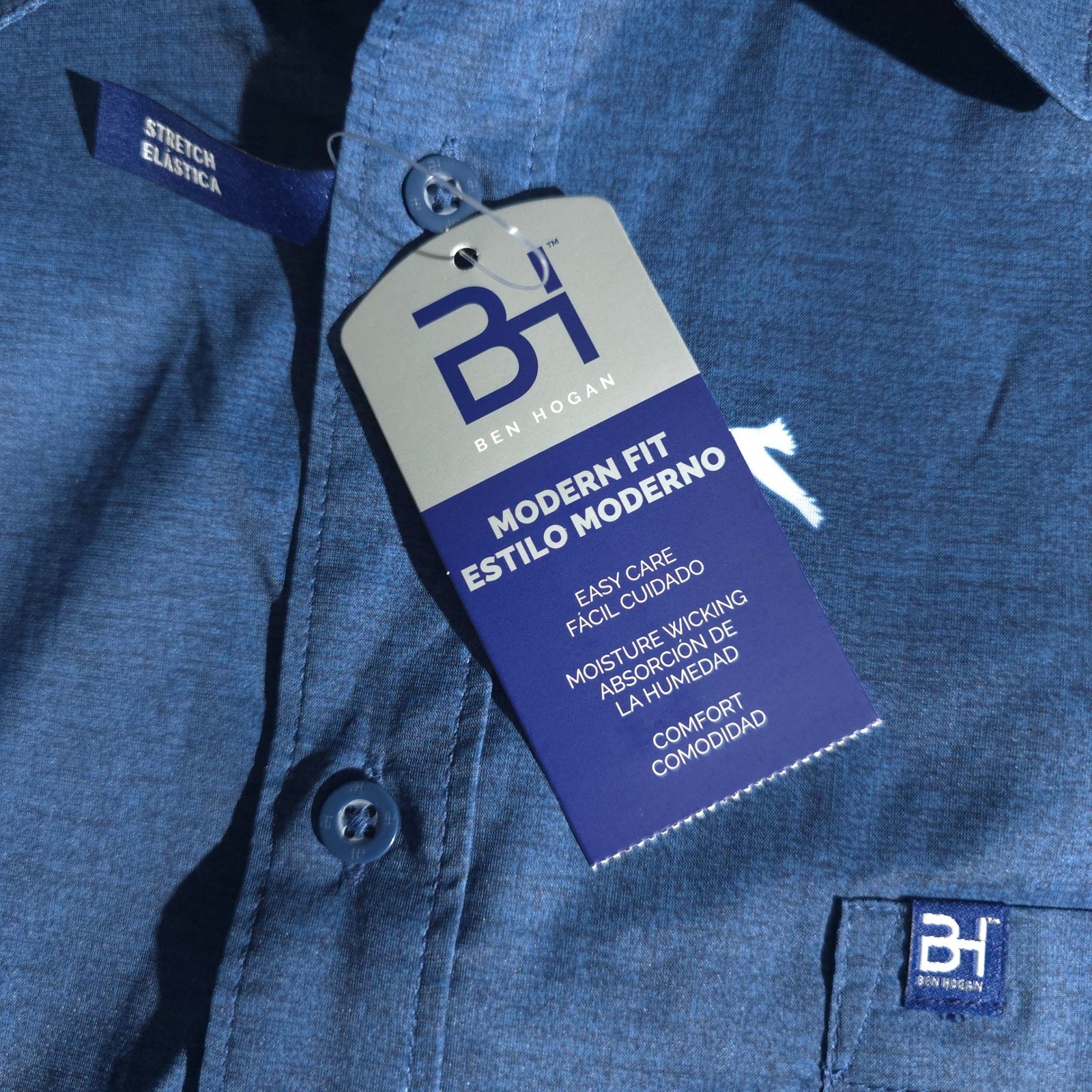 New Ben Hogan Golf Shirt Mens 3XL Blue Novelty Print Modern Fit NWT All Over