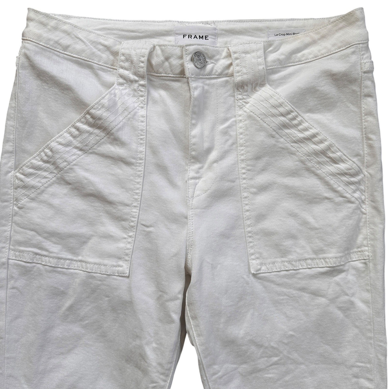 FRAME Le Crop Mini Boot Wmn 30 White Blanc Utility Patch Pocket Jeans Excellent