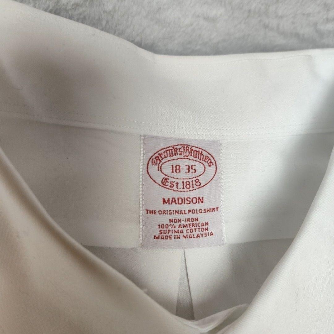 Brooks Brothers Shirt Mens 18 35 White Madison Non-Iron Supima Cotton Button