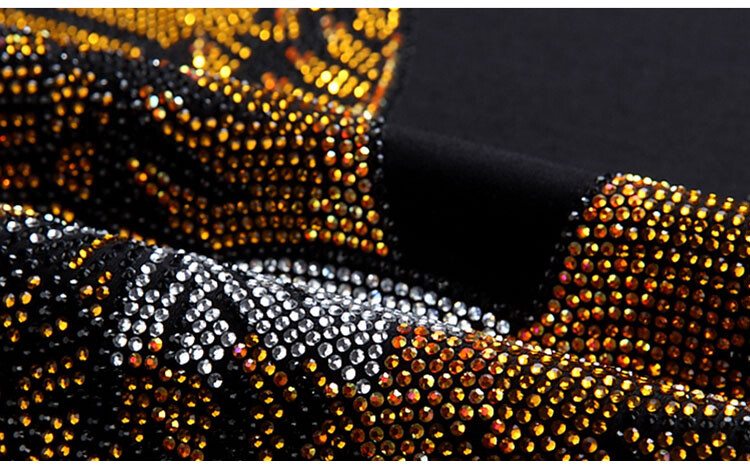 Men Fashion Diamonds T-Shirt Hawk Eagle 3D Rhinestones Hot Drill Short Sleeve