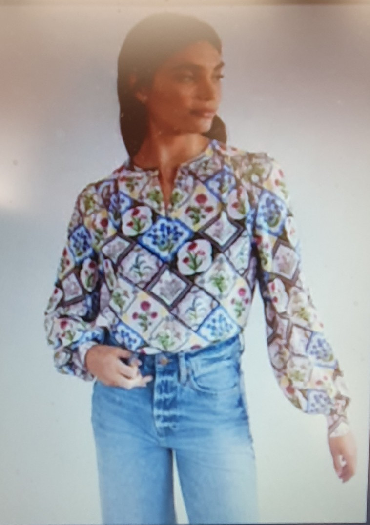 BODEN NWT Placement Print Wow Shirt – UK 18 – Floral Tile RRP £125