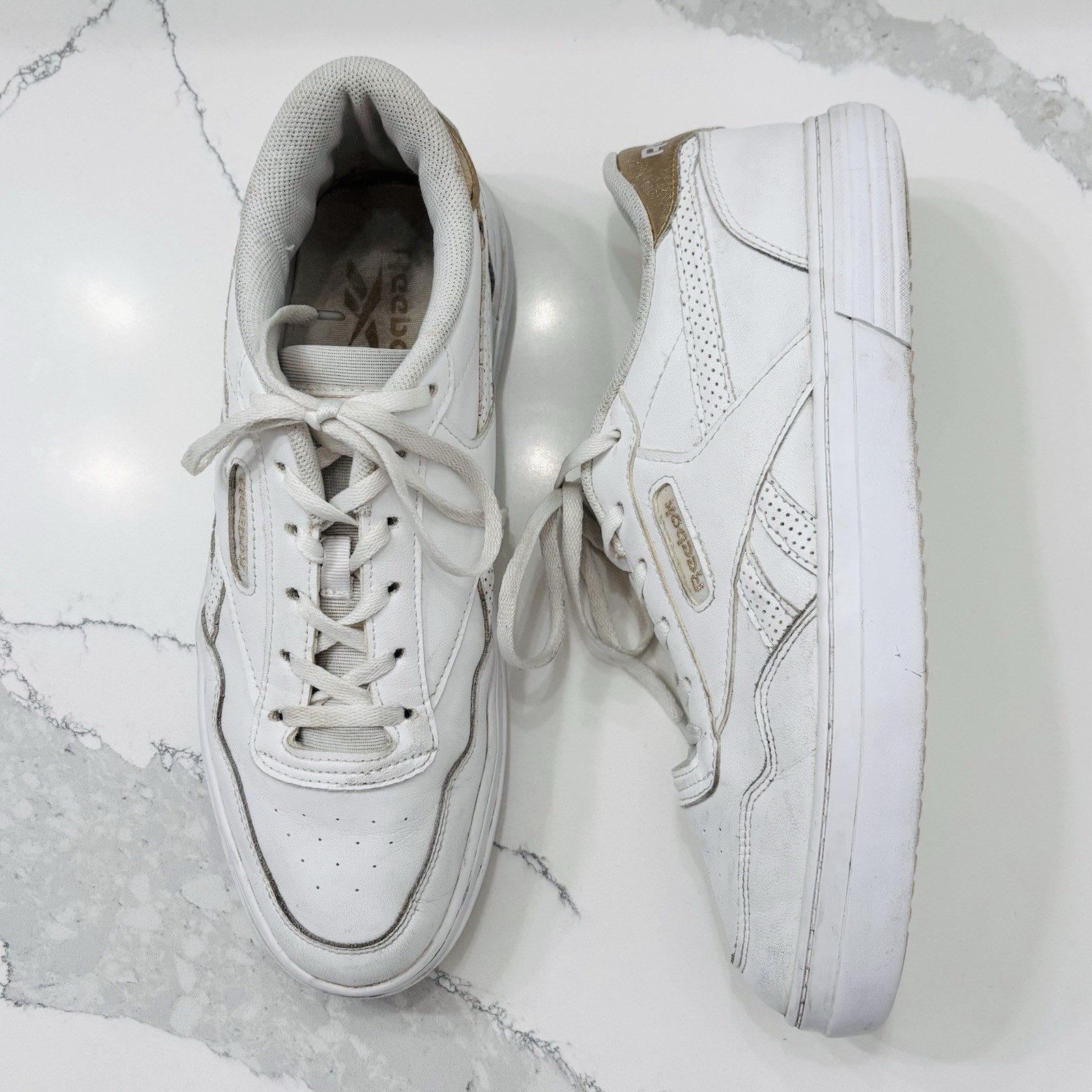 Reebok Women’s 10 Classic Club C 85 White Gold Fashion Sneakers