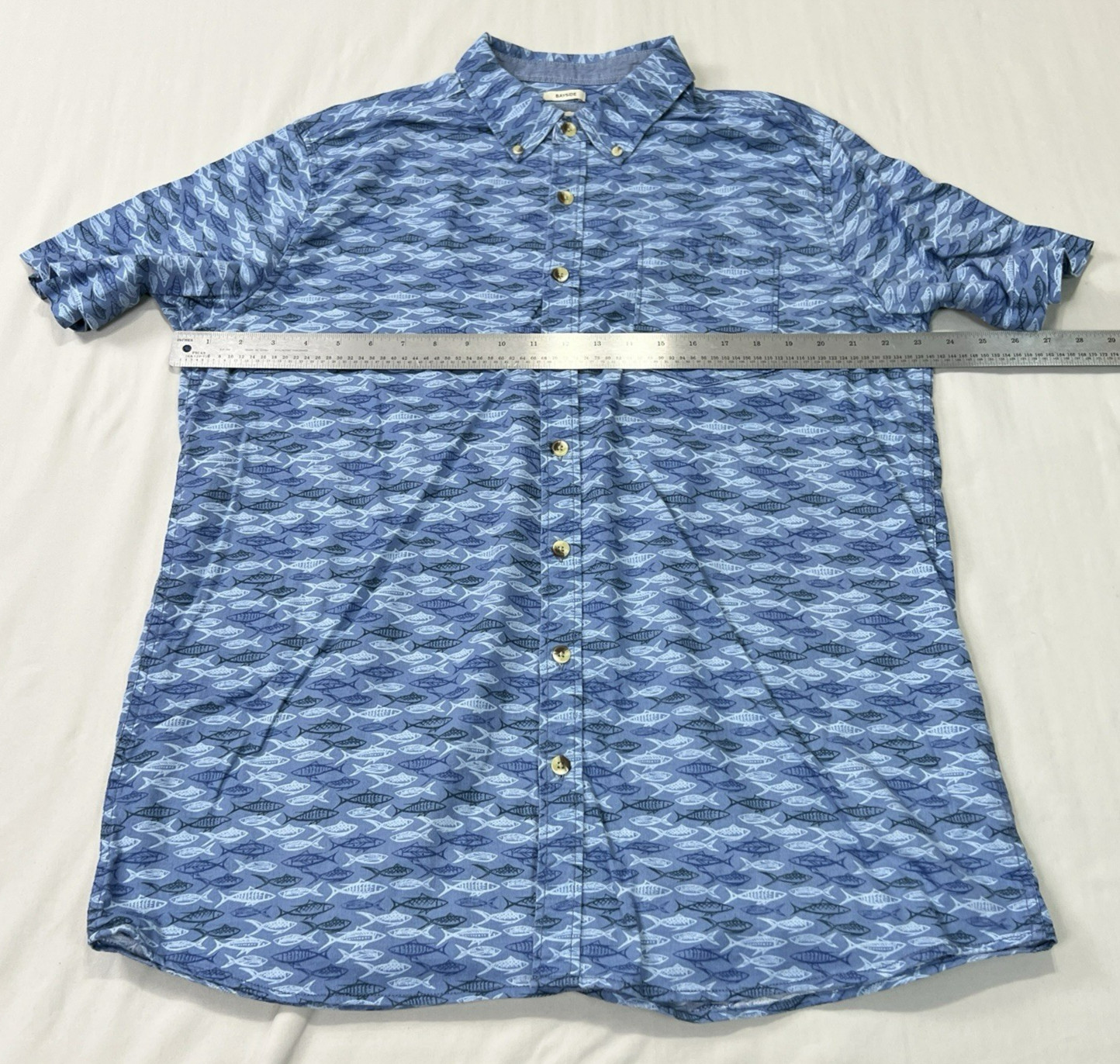 Field & Forest Shirt Mens XLT XL Tall Blue Bayside Fish Stretch Outdoor Fishing