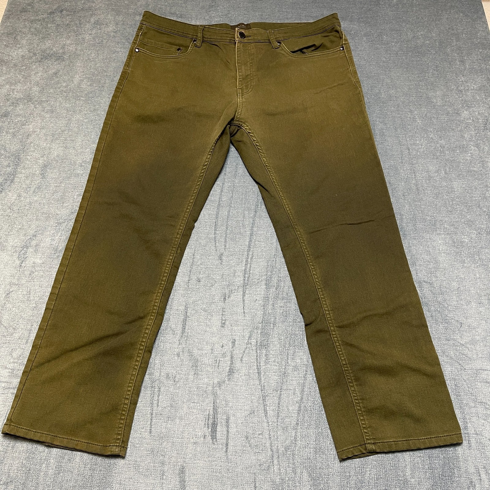 Jachs New York Jeans Mens 36/29 Olive Green Cotton Stretch Casual Straight Leg