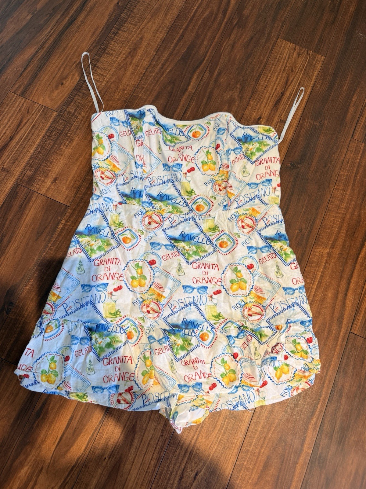 Altar’d State Graphic Print Sleeveless Romper Ivory Multicolor XL Women