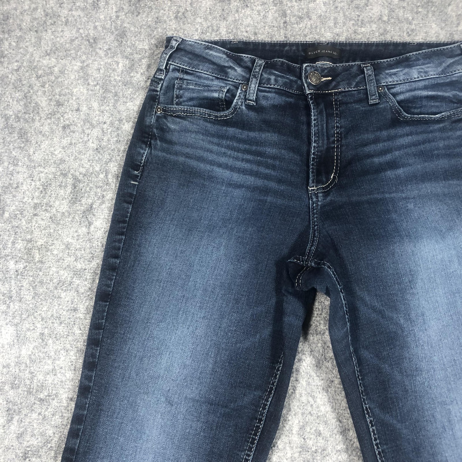 Silver Jeans Co Suki Slim Boot Jeans Womens 12 Dark Wash Mid Rise Stretch Denim