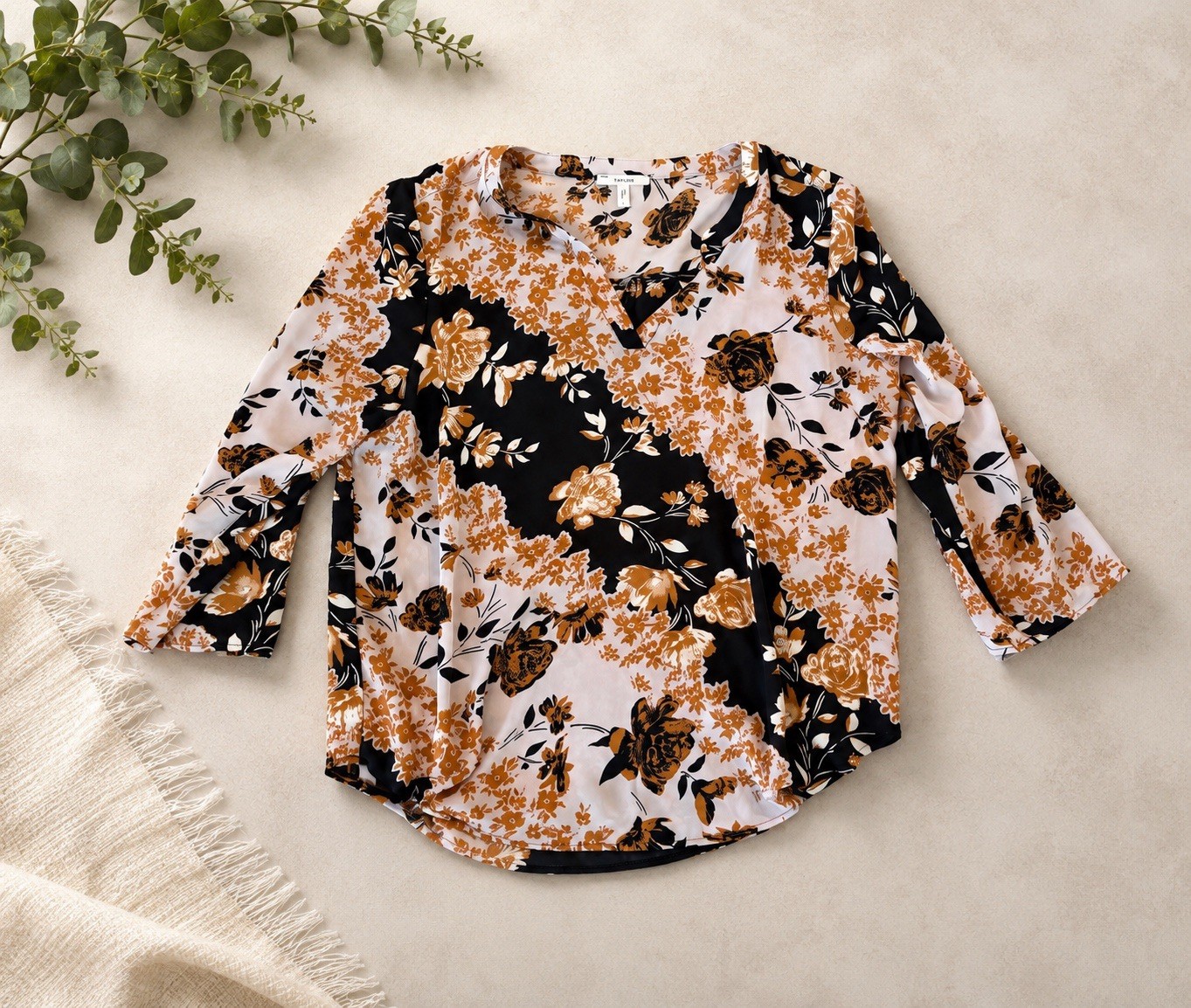 Maurices Women’s Floral Blouse Tunic 3/4 Sleeve, Size L