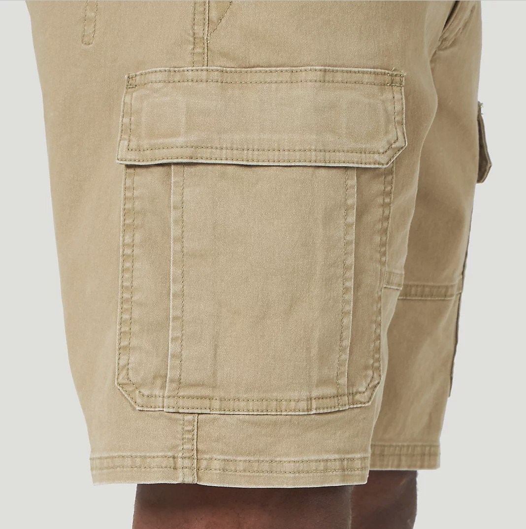 Men’s Wrangler Cargo Shorts w/ Stretch Khaki Relaxed Fit Tech Pocket ALL SIZES