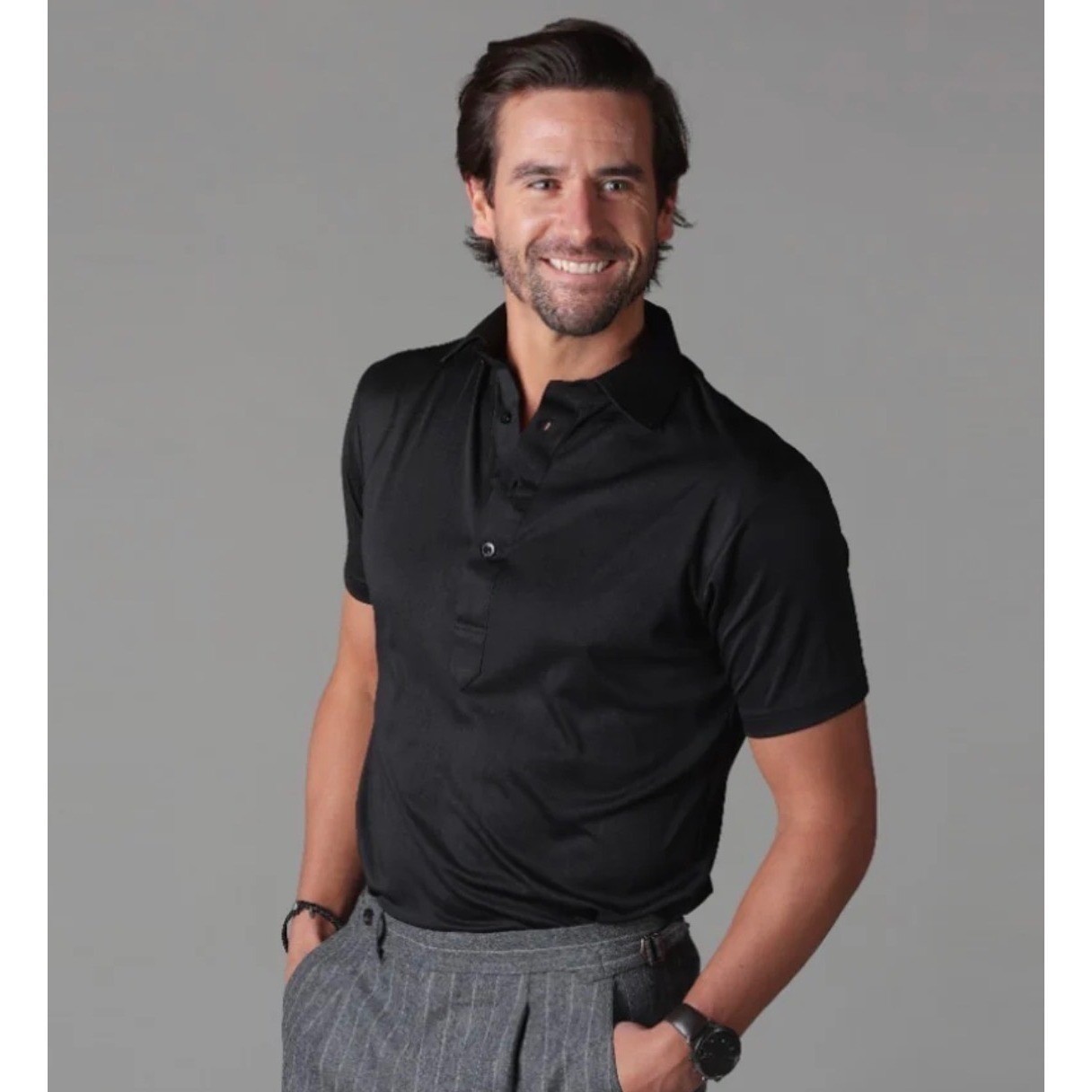 Collars & Co Mens Size XL Polo Shirt Black Dress Collar Performance New