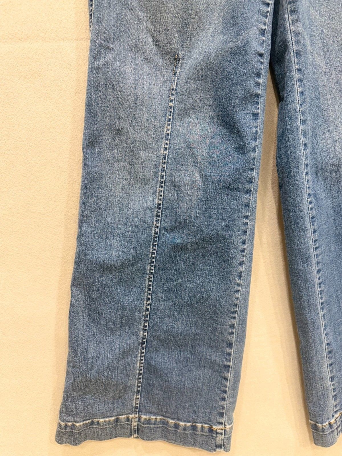 SPANX Pull On Wide Leg Jeans Medium Wash Denim High Rise Shaping Pants Size M