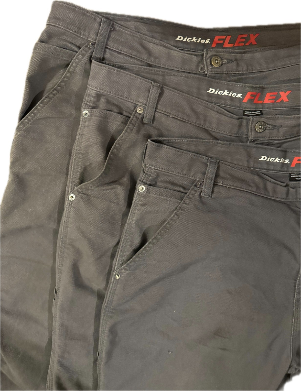 DICKIES FLEX 38×34 LYCRA 5-POCKET GRAY REGULAR FIT TOUGHMAX CARPENTER PANTS RARE