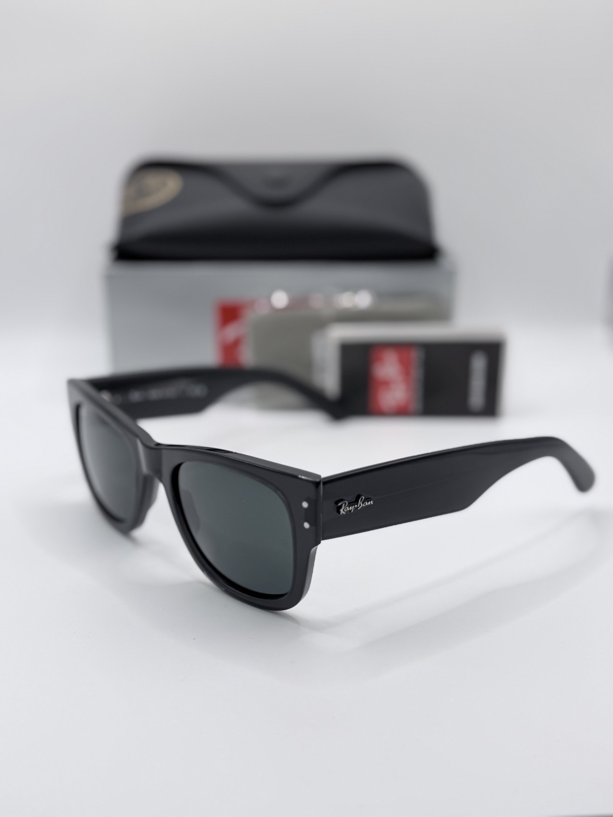 Ray-Ban MEGA WAYFARER RB0840S 1406/B1 Sunglasses Black Frames Gray Lenses 145