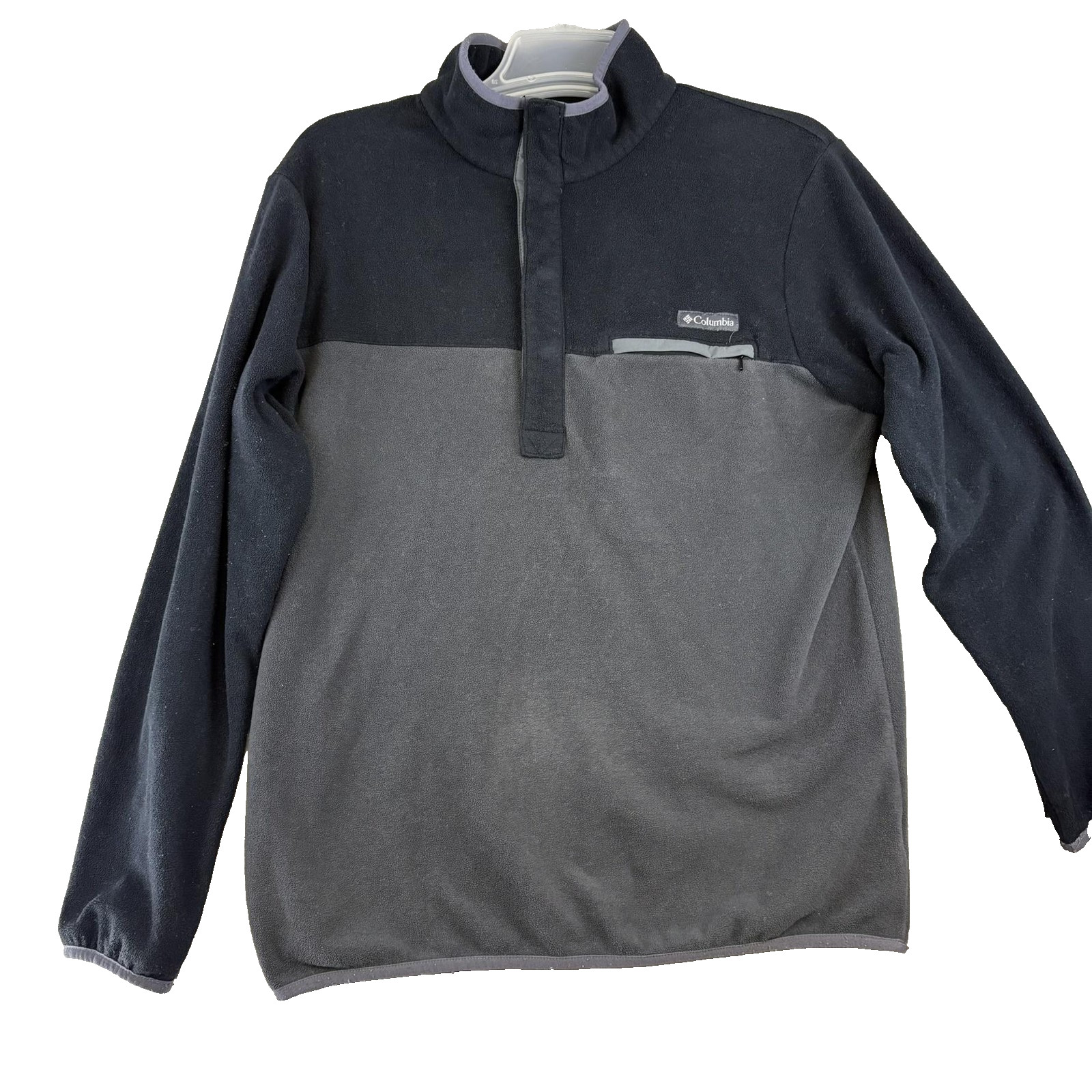 Columbia Fleece Pullover Mens Medium Black Gray Fast Trek II Quarter Snap AM1129