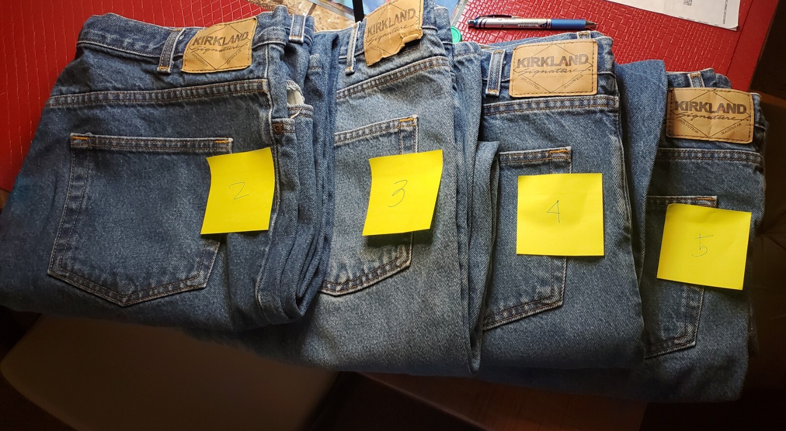 (4 Pieces) Kirkland Men’s Denim Jeans 38×34 Relaxed Fit