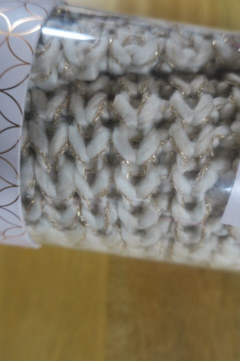 Modern Expressions Infinity Scarf 25.5×9.8 Inches Beige W/ gold colored Metallic