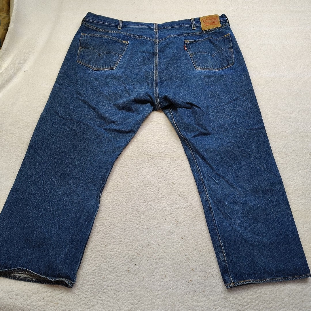 Levis Jeans 501 Mens 50×30 Button Fly Straight Leg Blue Denim Med Wash Work