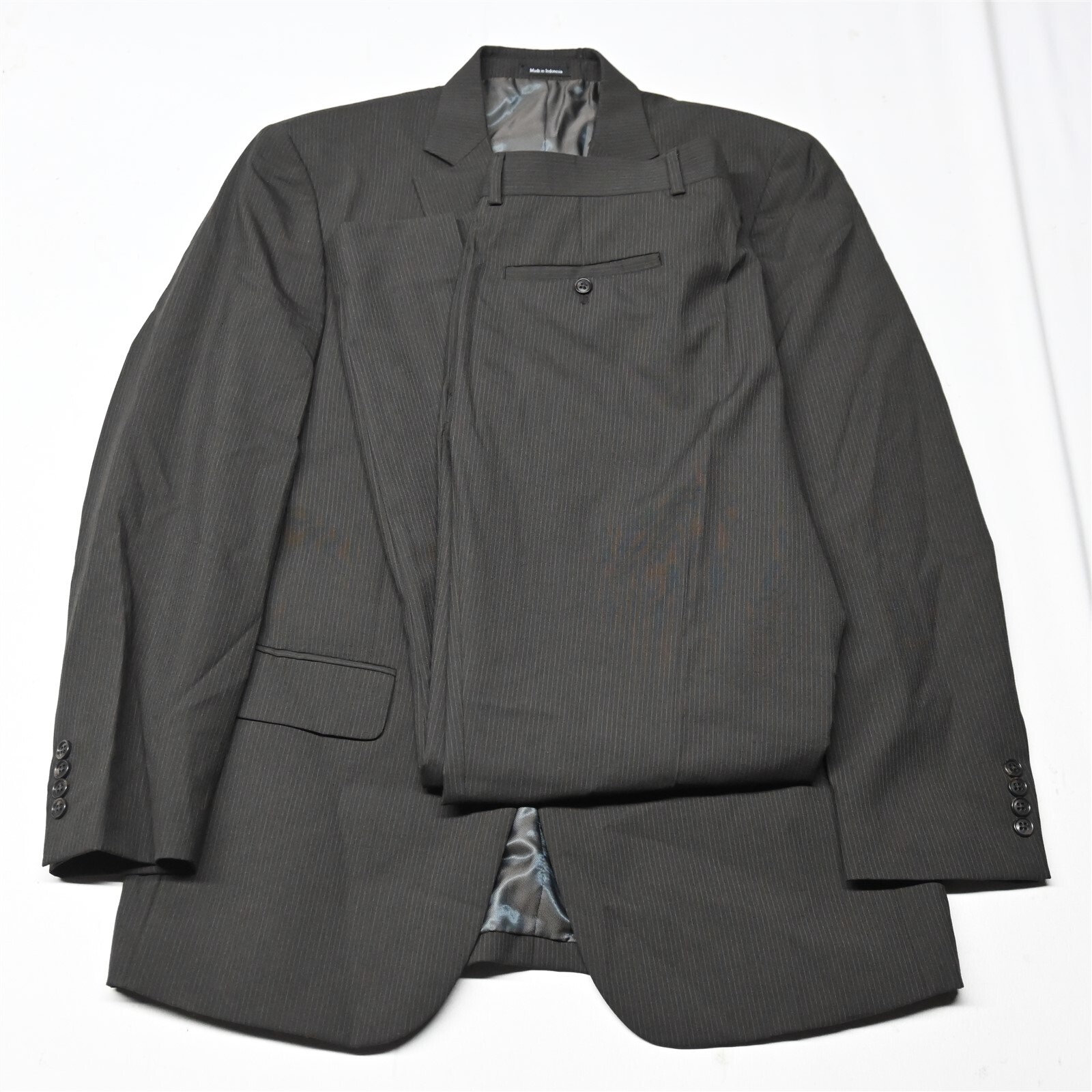 Pronto Uomo 42L 36×32 Brown Stripe 100% Wool Mens Jacket Pants Suit