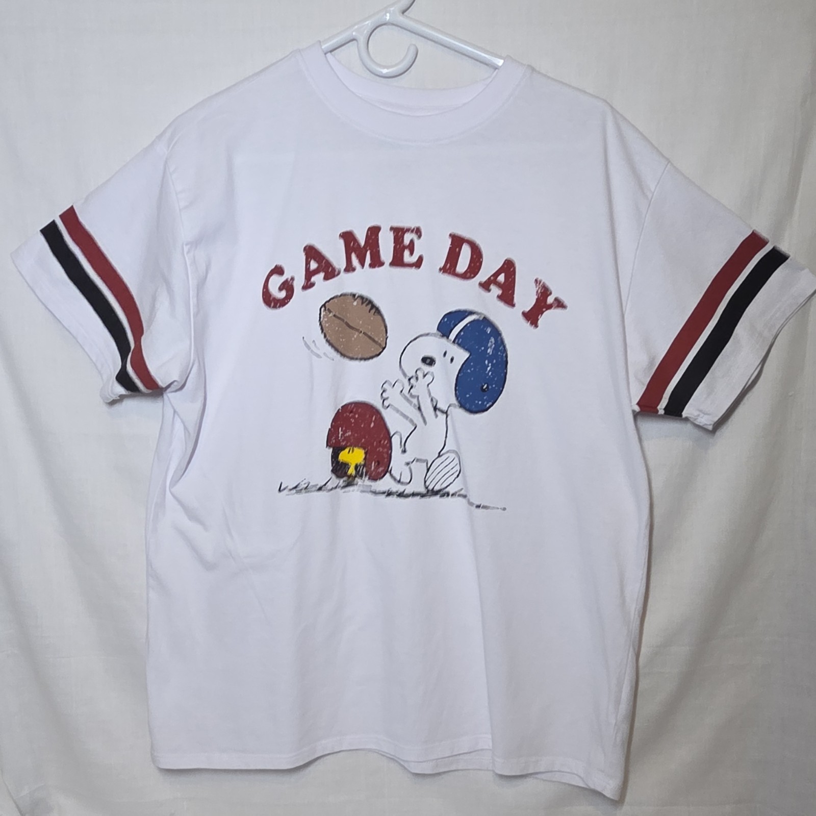 Peanuts-Snoopy Woodstock Game Day Football T-Shirt Top Unisex Size XL New White