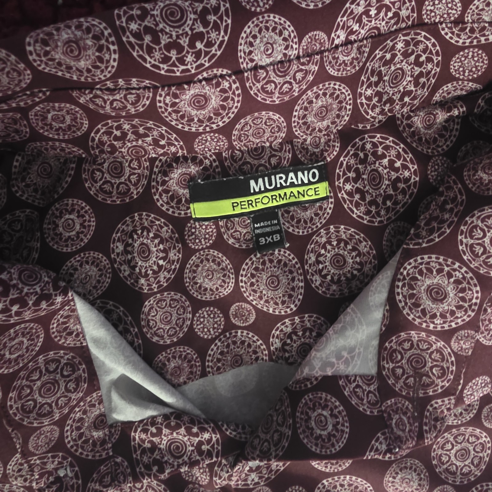 Murano Performance Men’s 3XB Big & Tall Burgundy/White Geometric Dress Shirt
