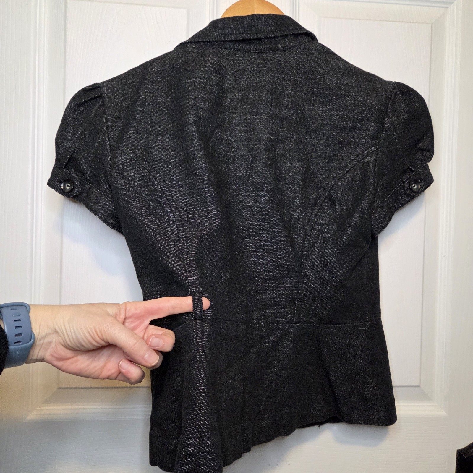 Vtg B Wear Puff Sleeve Blazer Dark Gray Corpcore Y2K L Office Siren City Preppy