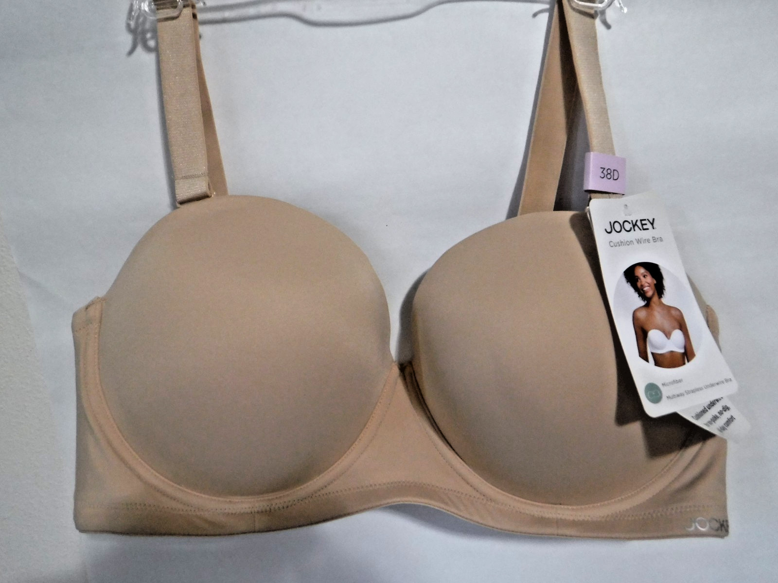Jockey Women’s Cushion Wire Multiway Strapless Bra 38D 3969 Light Tan color