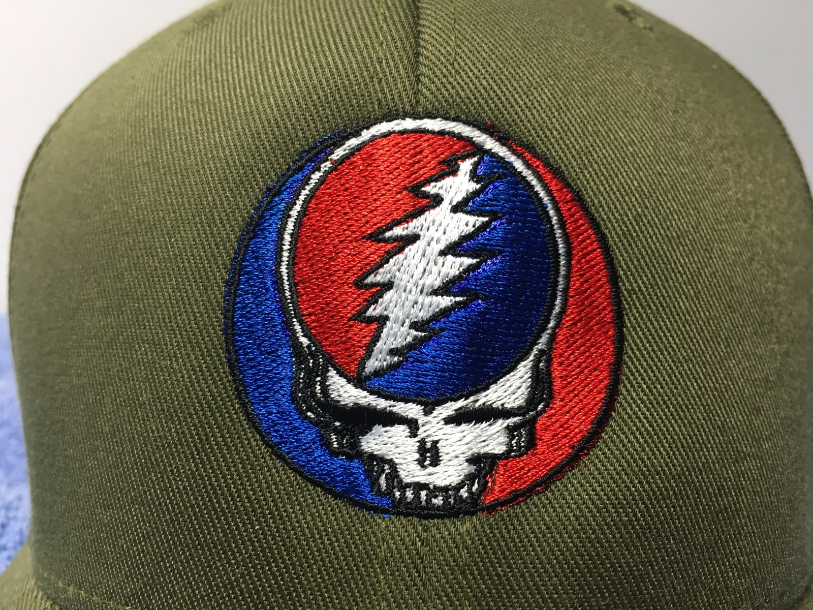 Grateful Dead Steal Your Face Embroidered Flexfit Ball Cap Black, Navy or Olive